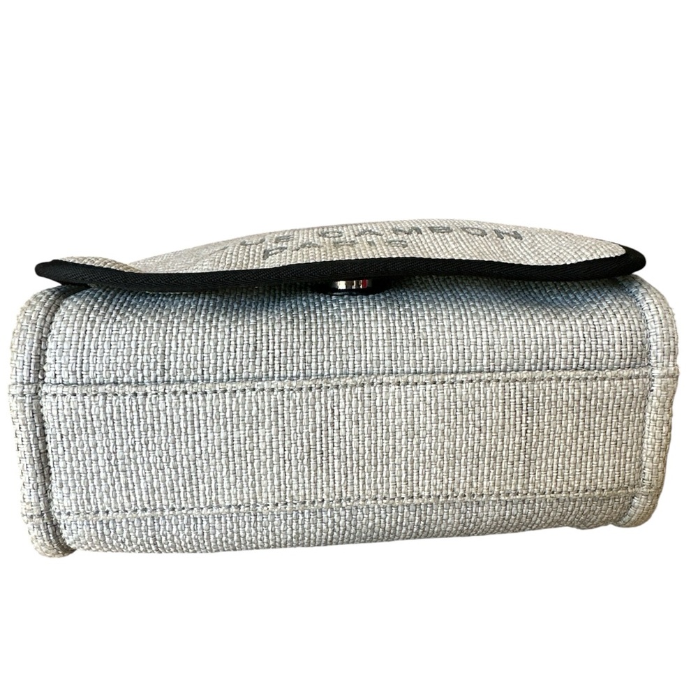 CHANEL COCOMARK Deauville Gray Canvas Crossbody with Black Trim and Chain Strap - Picture 11 of 12